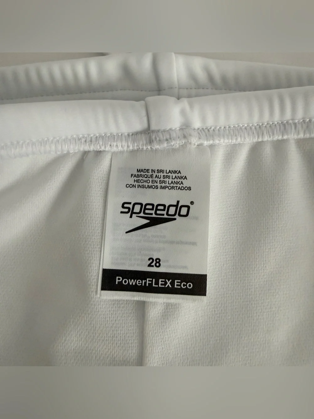 Speedo Men’s White PowerFLEX Eco Swim Brief Bikini Swimsuit Size 28